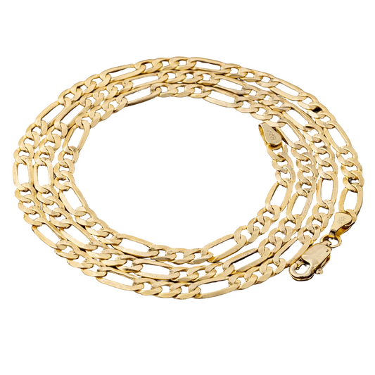 14K Solid Yellow Gold Figaro Chain Necklace 3.8mm (18", 20", 22", 24")