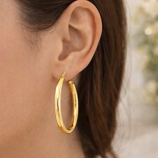14K Yellow Gold 2.1-Inch High-Polish Classic Round Hoop Earrings (7.8 Grams)