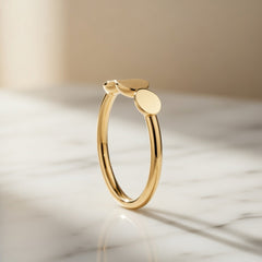 14K Yellow Gold Triple Oval Horizontal Stack Ring – 5.4mm Width, Size 6.5, 2.8 Grams