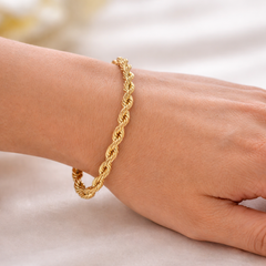 Solid 14K Yellow Gold 6mm Diamond-Cut Rope Bracelet – 8 Inch, 21.1 Grams