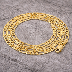 14K Yellow Gold Solid Figaro Chain Necklace – 3.2mm Classic Link, Multiple Length Options