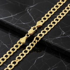 14K Solid Yellow Gold Curb Link Chain – 5.5mm, 20"–28" Length Options
