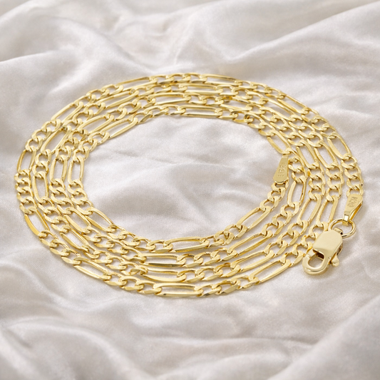 Classic 14K Yellow Gold Figaro Link Chain Necklace (3mm) – Various Length Options