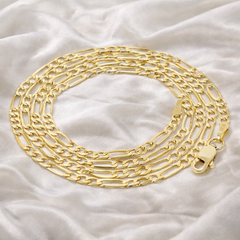 Classic 14K Yellow Gold Figaro Link Chain Necklace (3mm) – Various Length Options