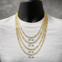 14K Yellow Gold Men’s Figaro Chain Necklace 5.3mm (20", 22", 24", 26")