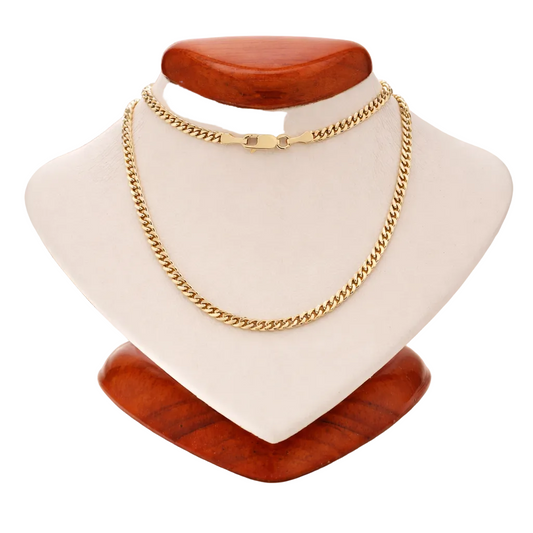 Solid 14K Yellow Gold 3mm Miami Cuban Link Chain Necklace – 16"–28"