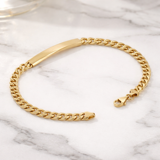 Solid 14K Yellow Gold 5mm Cuban Link Engravable ID Bracelet – 8.5", 6.4 Grams