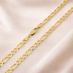14K Yellow Gold Solid Figaro Chain for Men – 4.9mm, 22"–28" Lengths