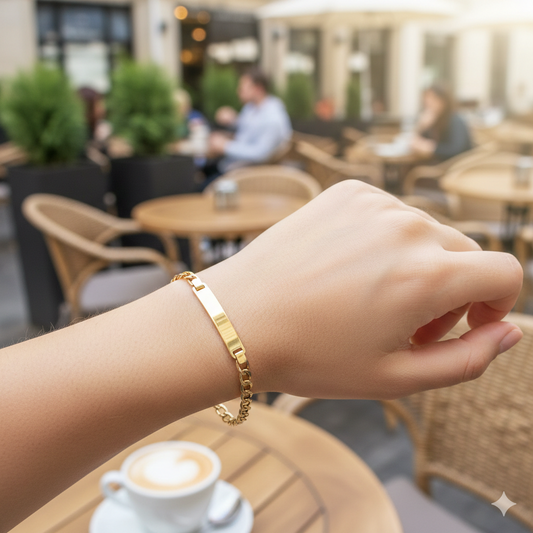 14K Yellow Gold Cuban Baby ID Bracelet, Engravable – 5mm 6.5", 2.1g