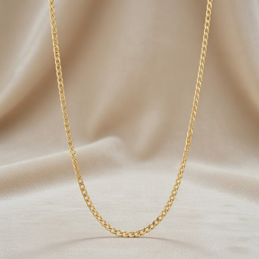 Solid 10K Yellow Gold 22" Polished Curb Link Chain Necklace