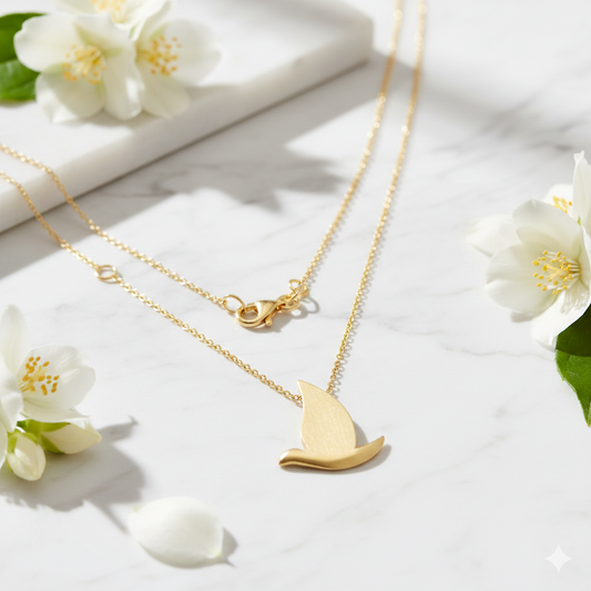 14K Two-Tone Gold Holy Spirit Dove Pendant Necklace – 18 Inch, 3.1 Grams