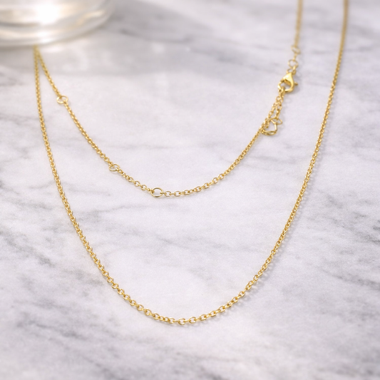14K Yellow Gold Adjustable Rolo Chain Necklace (20", 1.35mm)