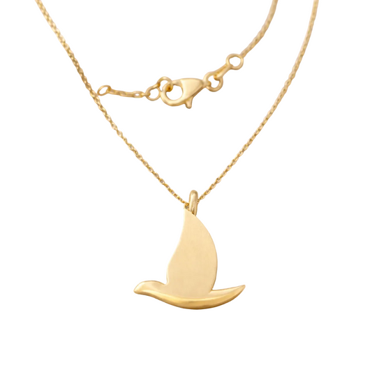 14K Two-Tone Gold Holy Spirit Dove Pendant Necklace – 18 Inch, 3.1 Grams