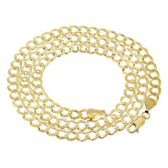 14K Solid Yellow Gold Curb Link Chain – 5.5mm, 20"–28" Length Options