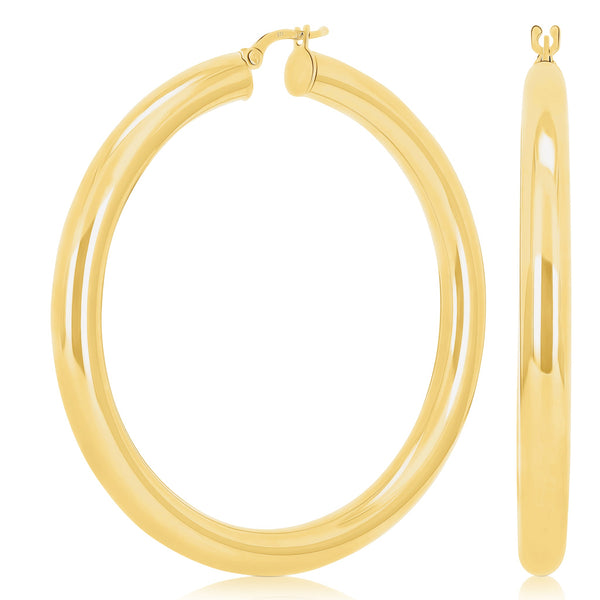 14K Yellow Gold 2.1-Inch High-Polish Classic Round Hoop Earrings (7.8 Grams)