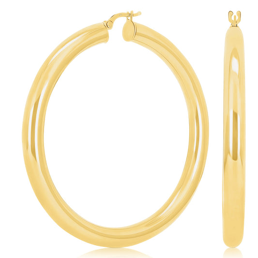 14K Yellow Gold 2.1-Inch High-Polish Classic Round Hoop Earrings (7.8 Grams)