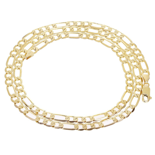 14K Yellow Gold Solid Figaro Chain for Men – 4.9mm, 22"–28" Lengths
