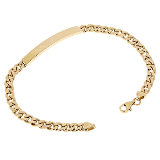 Solid 14K Yellow Gold 5mm Cuban Link Engravable ID Bracelet – 8.5", 6.4 Grams