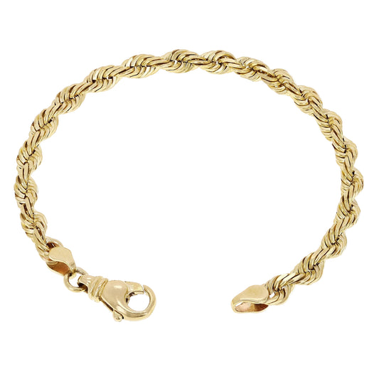 Solid 14K Yellow Gold 6mm Diamond-Cut Rope Bracelet – 8 Inch, 21.1 Grams