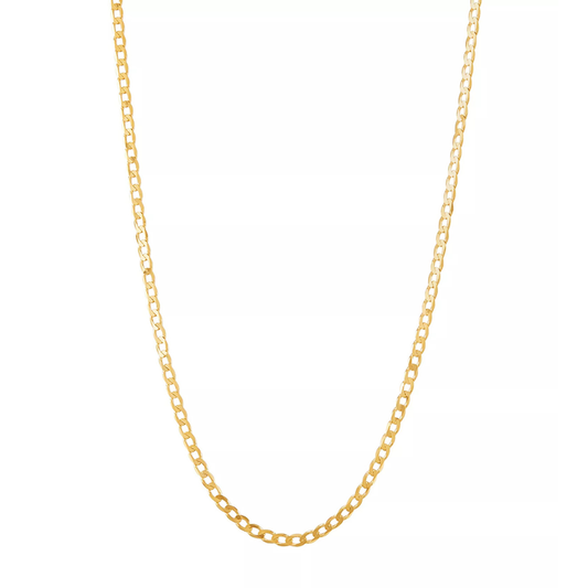 Solid 10K Yellow Gold 22" Polished Curb Link Chain Necklace