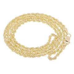 14K Yellow Gold Solid Diamond-Cut Rope Chain Necklace – 2.5mm (16"–30")