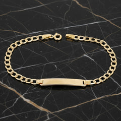 14K Yellow Gold Cuban Baby ID Bracelet, Engravable – 5mm 6.5", 2.1g