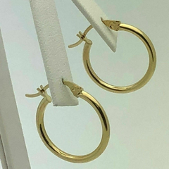 14K Solid Yellow Gold Hollow Hoop Loop Earrings – 22.3mm Diameter, 1.5 Grams