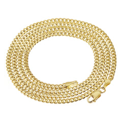 Solid 14K Yellow Gold 3mm Miami Cuban Link Chain Necklace – 16"–28"