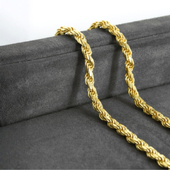 Men’s 14K Yellow Gold Rope Chain Necklace – 4.5MM Width