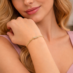 14K Solid Gold Monaco Chain Bracelet, 4mm Sleek Statement Style