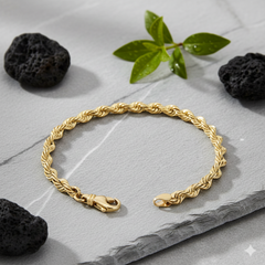 Solid 14K Yellow Gold 6mm Diamond-Cut Rope Bracelet – 8 Inch, 21.1 Grams