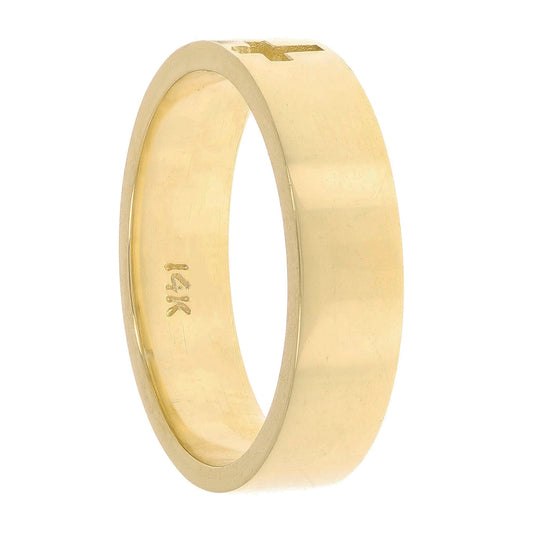 14K Solid Yellow Gold Cross Cutout Band Ring – 5mm Width, Size 6.5 (4.8 Grams)