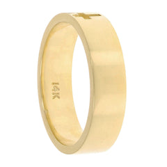 14K Solid Yellow Gold Cross Cutout Band Ring – 5mm Width, Size 6.5 (4.8 Grams)