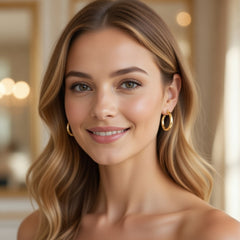 14K Solid Yellow Gold Hollow Hoop Loop Earrings – 22.3mm Diameter, 1.5 Grams