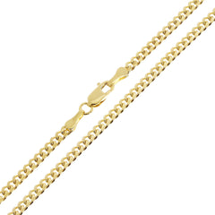 Solid 14K Yellow Gold 3mm Miami Cuban Link Chain Necklace – 16"–28"
