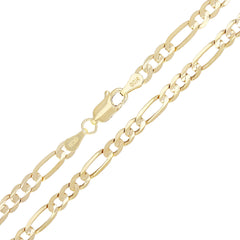 14K Solid Yellow Gold Figaro Chain Necklace 3.8mm (18", 20", 22", 24")