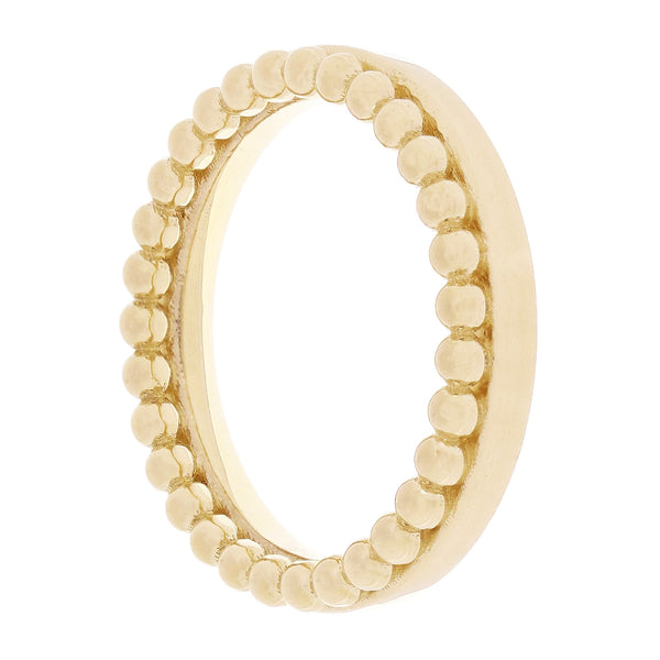14K Solid Yellow Gold Plain Beaded Band Ring – Stackable, Size 8 (4.1mm, 5.5 Grams)