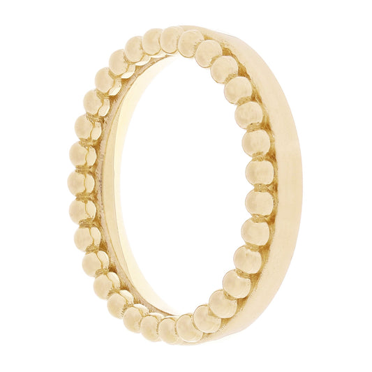 14K Solid Yellow Gold Plain Beaded Band Ring – Stackable, Size 8 (4.1mm, 5.5 Grams)