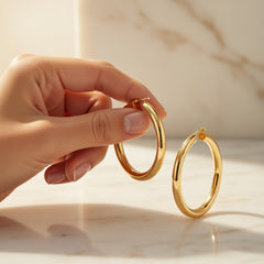 14K Yellow Gold 2.1-Inch High-Polish Classic Round Hoop Earrings (7.8 Grams)