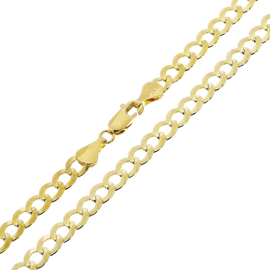 14K Solid Yellow Gold Curb Link Chain – 5.5mm, 20"–28" Length Options