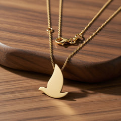14K Two-Tone Gold Holy Spirit Dove Pendant Necklace – 18 Inch, 3.1 Grams