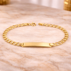 14K Yellow Gold Cuban Baby ID Bracelet, Engravable – 5mm 6.5", 2.1g