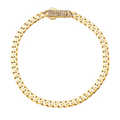 14K Solid Gold Monaco Chain Bracelet, 4mm Sleek Statement Style