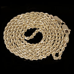 Solid 14K Yellow Gold 1.5mm Diamond-Cut Rope Chain Necklace – Multiple Lengths 16"–30"