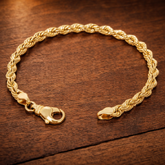 Solid 14K Yellow Gold 6mm Diamond-Cut Rope Bracelet – 8 Inch, 21.1 Grams