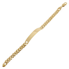 10K Yellow Gold Solid Curb Cuban Link ID Bracelet, 10.2mm (7–9")