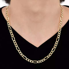 10K Gold Lightweight Men’s Figaro Link Chain Necklace (7.2mm)