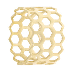 14K Yellow Gold Honeycomb Design Ring – Stackable, 11.8mm Wide, Size 6.5, 2.3 Grams
