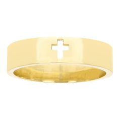 14K Solid Yellow Gold Cross Cutout Band Ring – 5mm Width, Size 6.5 (4.8 Grams)