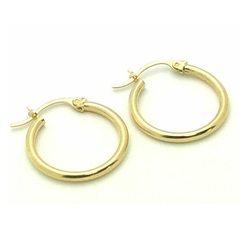 14K Solid Yellow Gold Hollow Hoop Loop Earrings – 22.3mm Diameter, 1.5 Grams